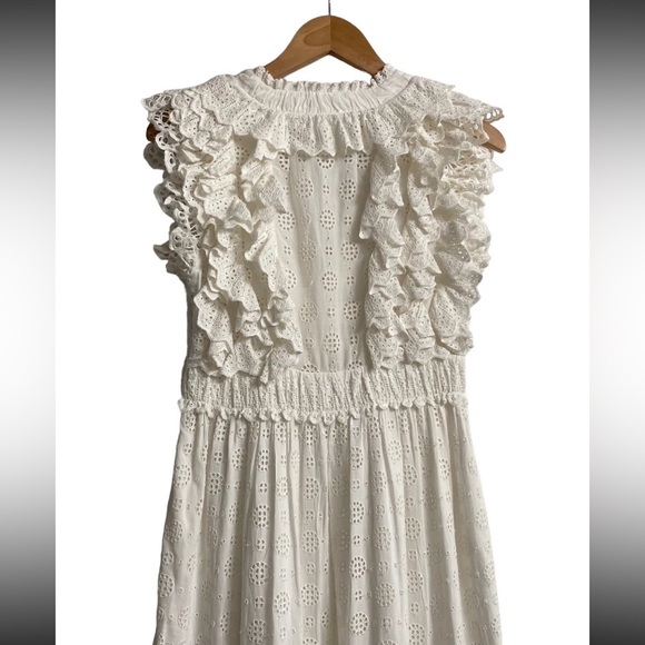 Ulla Johnson - Demna Dress in Pristine White Eyelet Maxi Size 2  GORGEOUS V-neck - Picture 8 of 12